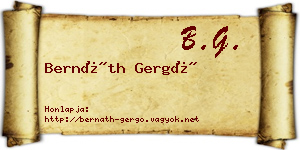 Bernáth Gergő névjegykártya